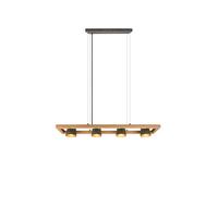 Hängeleuchte Bell H: 150 cm 4-Flammig, Glockendesign - Nickelfarben, Natur, Holz/Metall (100/150/21cm) - Trio Leuchten