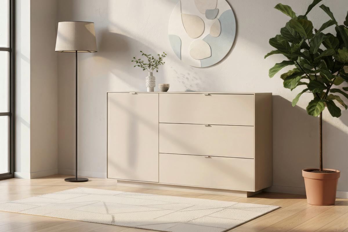 Kommode Sivas B: 160 cm Sandfarben - Sandfarben, Design, Holzwerkstoff (160/90/37,5cm) - MID.YOU