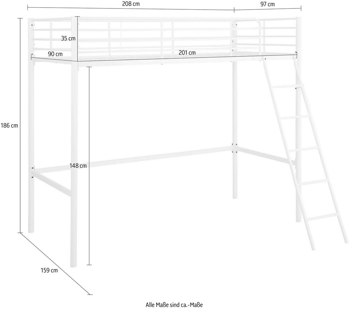HOCHBETT Clove Schwarz 90x200cm - Schwarz, Design, Metall (90/200cm) - MID.YOU