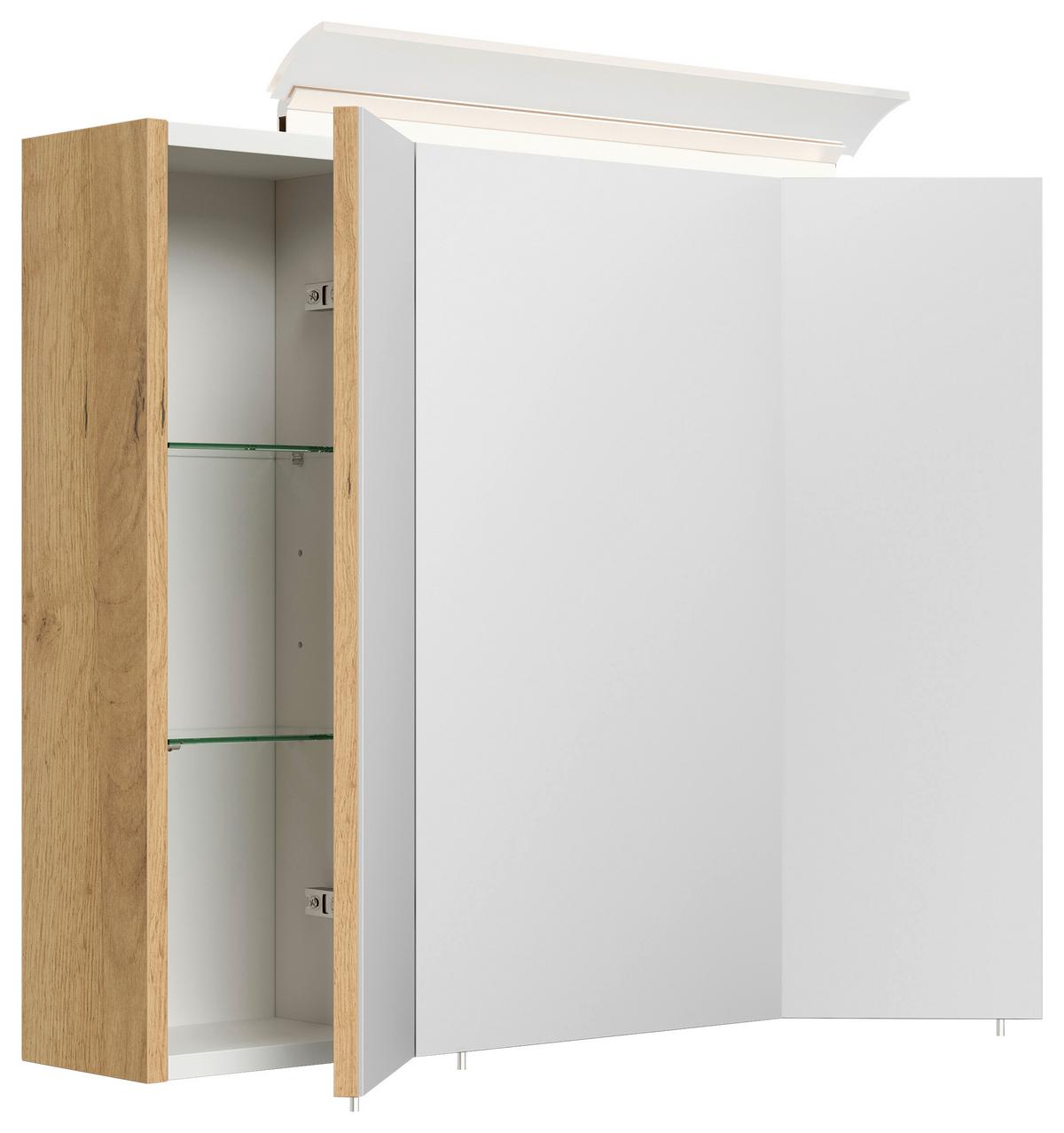 Spiegelschrank Eiche Dekor B: 75 cm - Eichefarben, MODERN, Glas/Holzwerkstoff (75/62/17cm) - MID.YOU