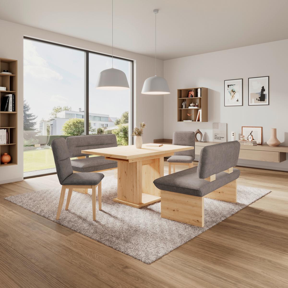SITZBANK BELUNA II - Eichefarben/Grau, KONVENTIONELL, Holzwerkstoff/Textil (120/87/67cm) - James Wood