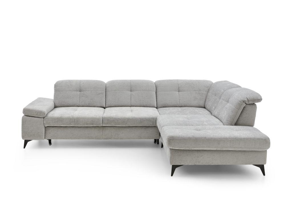 Sedačka SORENA L, ľavá, sv.sivá ženilka, bez funkcií - čierna/svetlosivá, Modern, kov/textil (255/311cm) - Premium Living