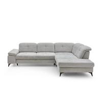 Sedačka SORENA L, ľavá, sv.sivá ženilka, bez funkcií - čierna/svetlosivá, Modern, kov/textil (255/311cm) - Premium Living