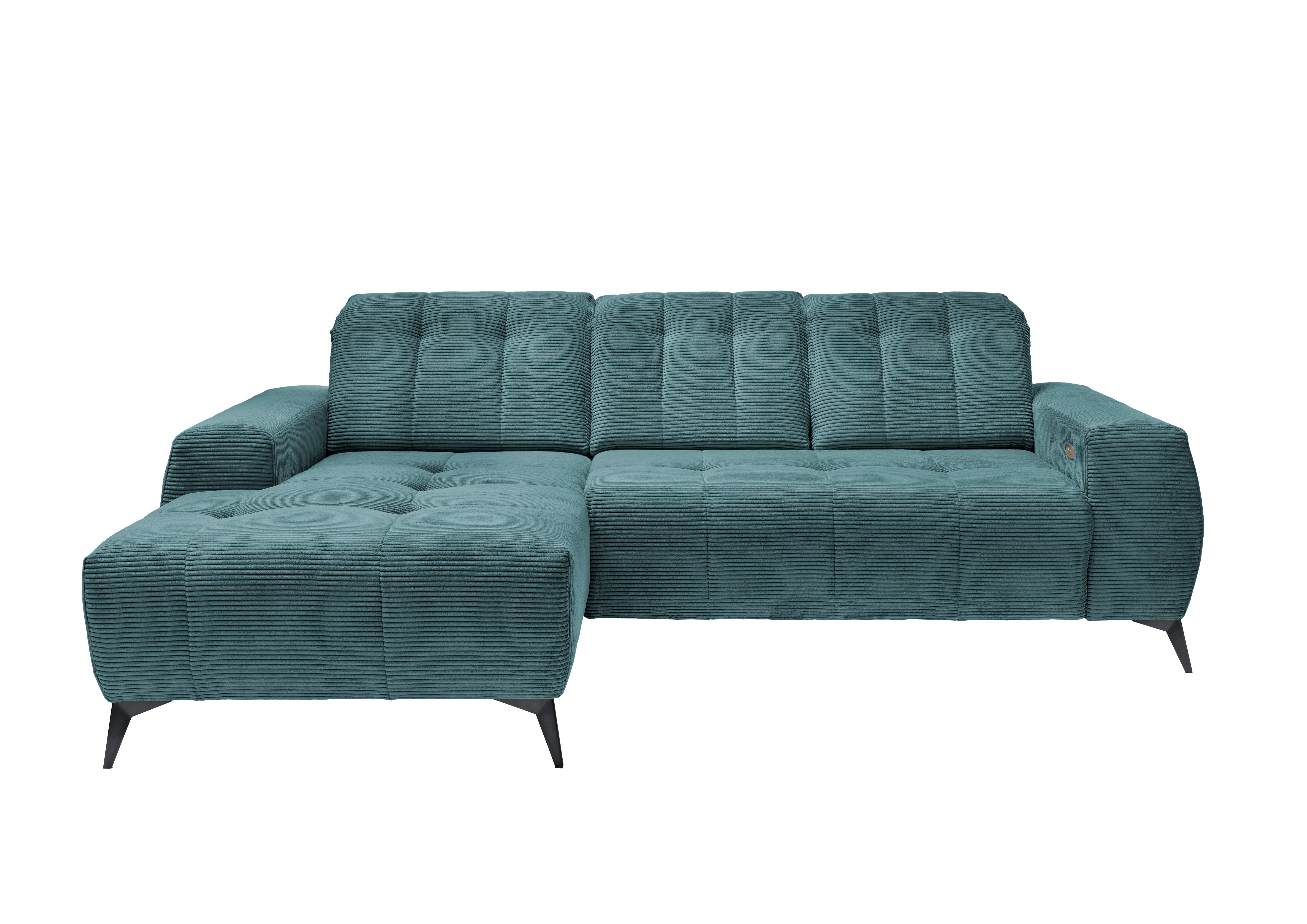 Ecksofa mit USB Anschluss Sano, Petrol, S: 180x258 cm - Petrol/Schwarz, MODERN, Textil (180/258cm) - Livetastic