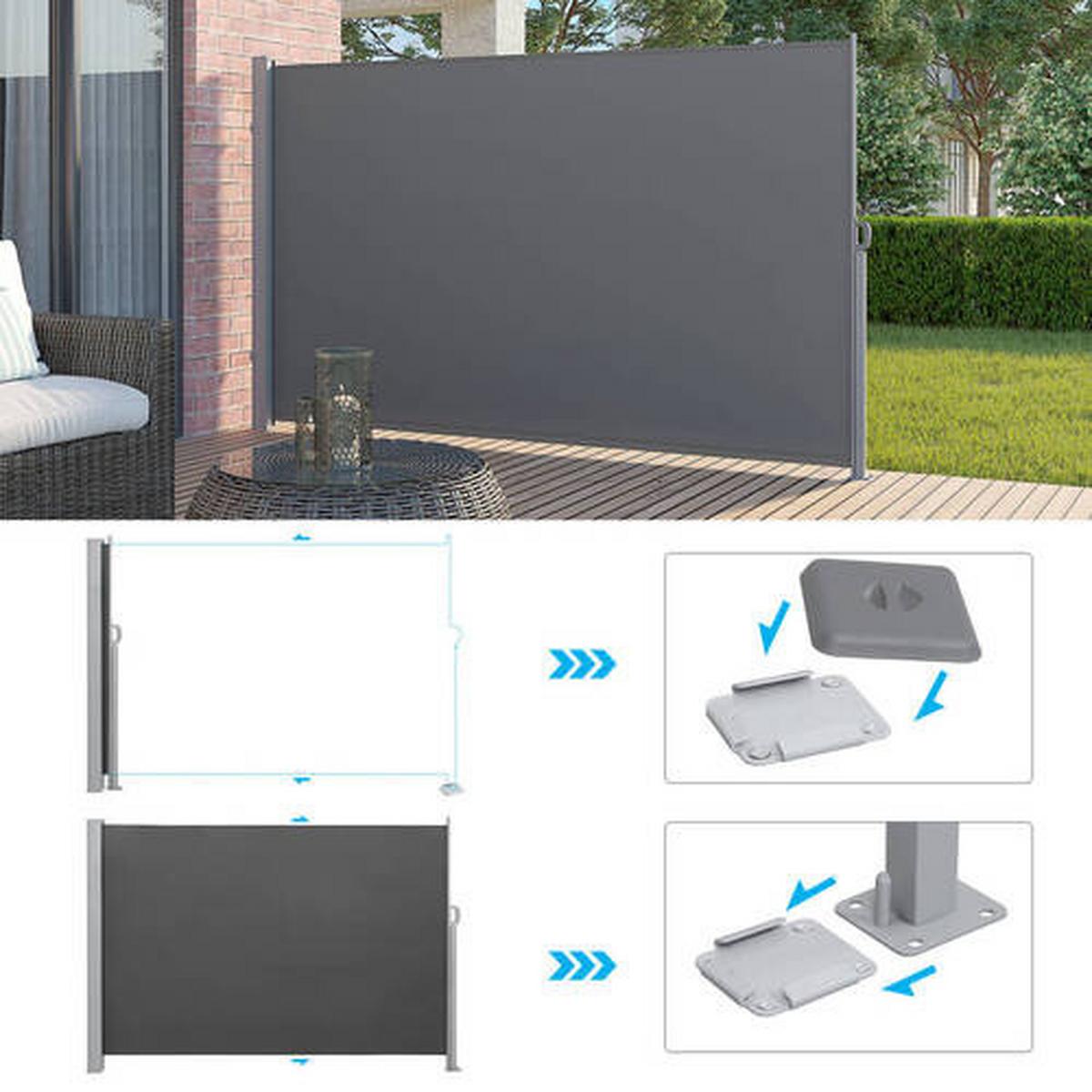 Seitenmarkise Grau Bxh: 350x160 Cm - Grau, Basics, Textil/Metall (350/160cm) - Modante