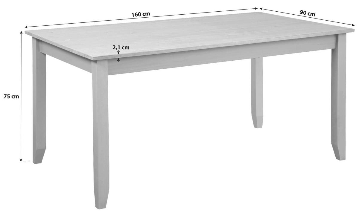 Esstisch Kiefer Massiv Luzerna 1.1 90x160 Cm Braun/grau - Braun/Grau, KONVENTIONELL, Holz (160/90/75cm) - MID.YOU