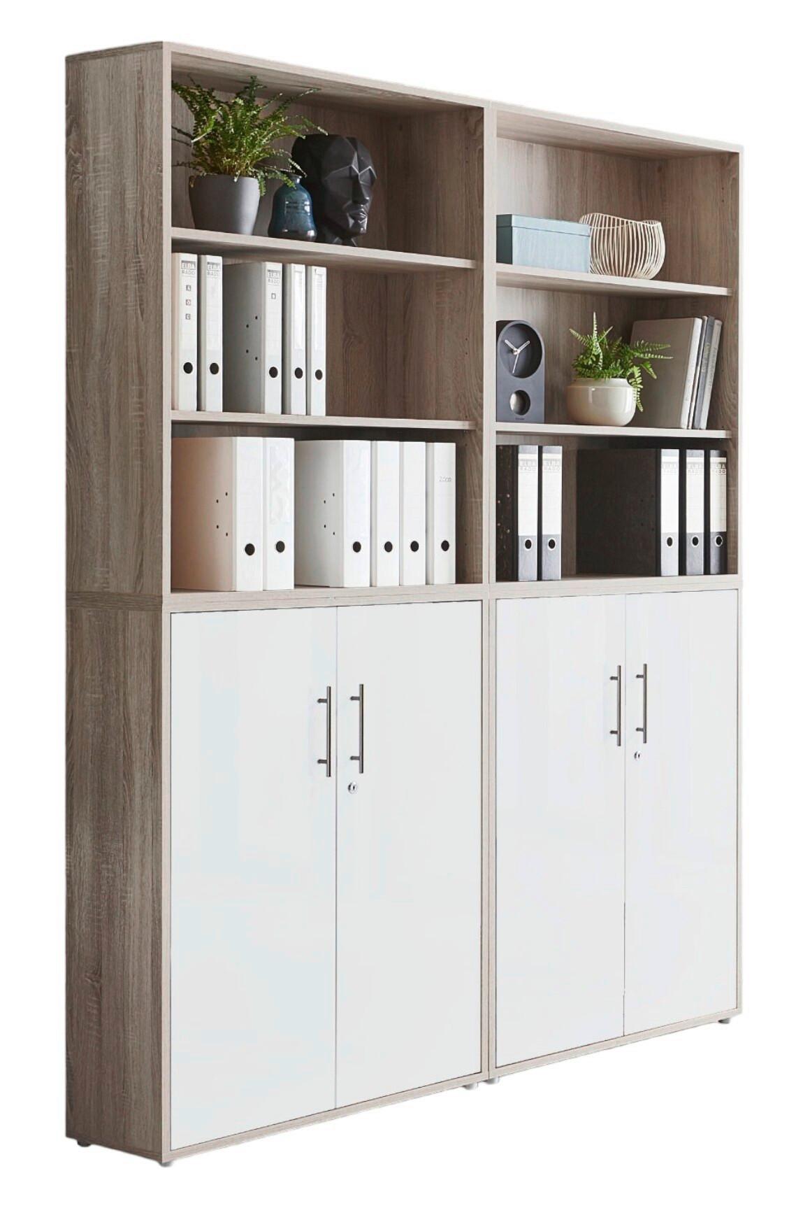 Office Edition B: 169 cm Sonoma Eiche/Weiß - Weiß/Sonoma Eiche, MODERN, Holzwerkstoff (169/227/33cm) - MID.YOU