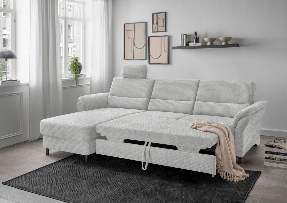 Ecksofa Cavoli, Weiß S: 176x279 cm - Schwarz/Weiß, MODERN, Textil (176/279cm) - Livetastic