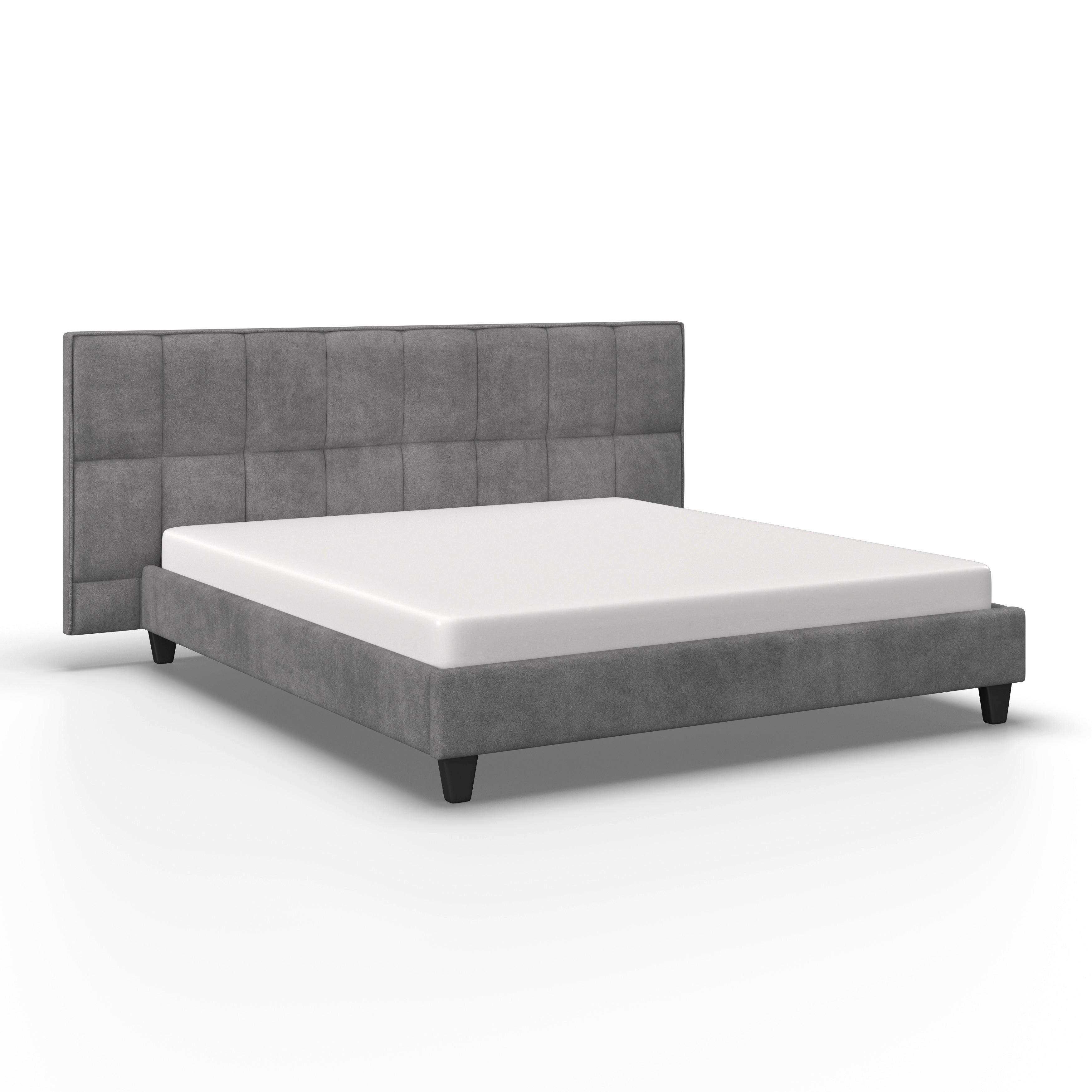 Manželská postel s čelem VALERIA 180x200, šedá - šedá/černá, Moderní, dřevo/kompozitní dřevo (180/200cm) - Bessagi Home