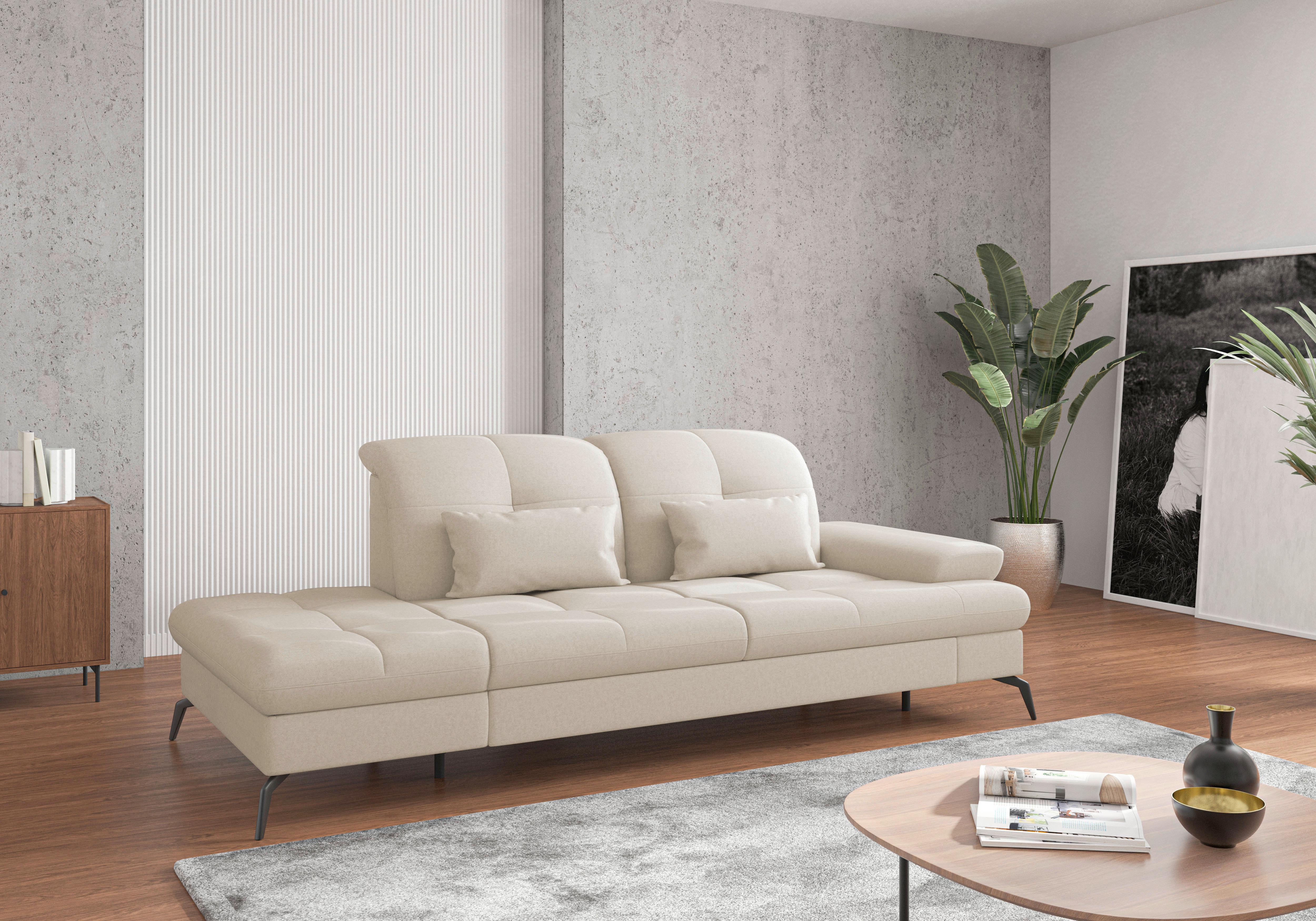 RÉCAMIERE Amica E, Creme B: 231 cm - Creme/Schwarz, KONVENTIONELL, Textil (231/90/122cm) - Sit & More