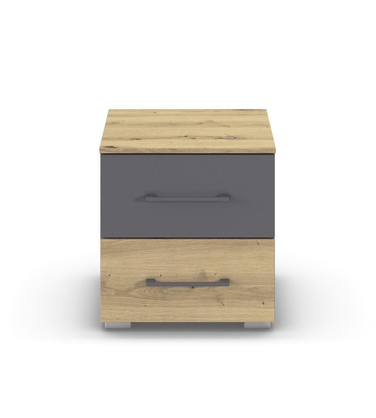 Nachtkästchen Tampa Anthrazit/ Graphit/Eiche Dekor B: 47 cm - Anthrazit/Hellgrau, MODERN, Holzwerkstoff (40/42/42cm) - Rauch Möbel