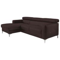 Ecksofa mit Schlaffunktion Sammy Dunkelbraun Leder - Chromfarben/Dunkelbraun, Design, Leder (168/227cm) - Livetastic