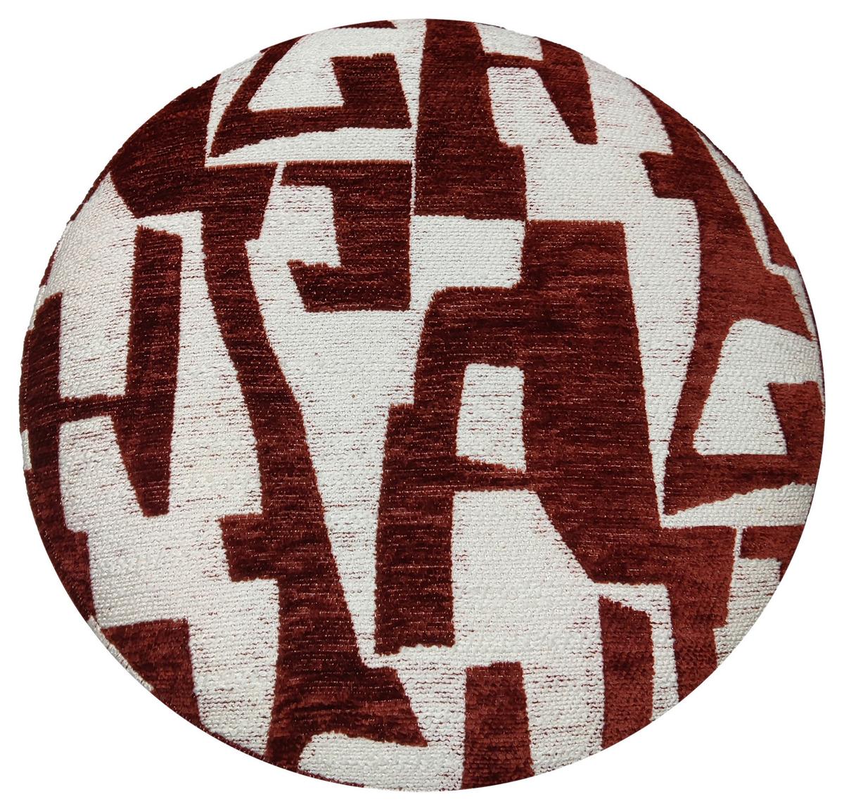 Taburet MARIE, červenohnědá/bílá žinylka - bílá/červenohnědá, Lifestyle, kompozitní dřevo/textil (35/35/40cm) - Mömax