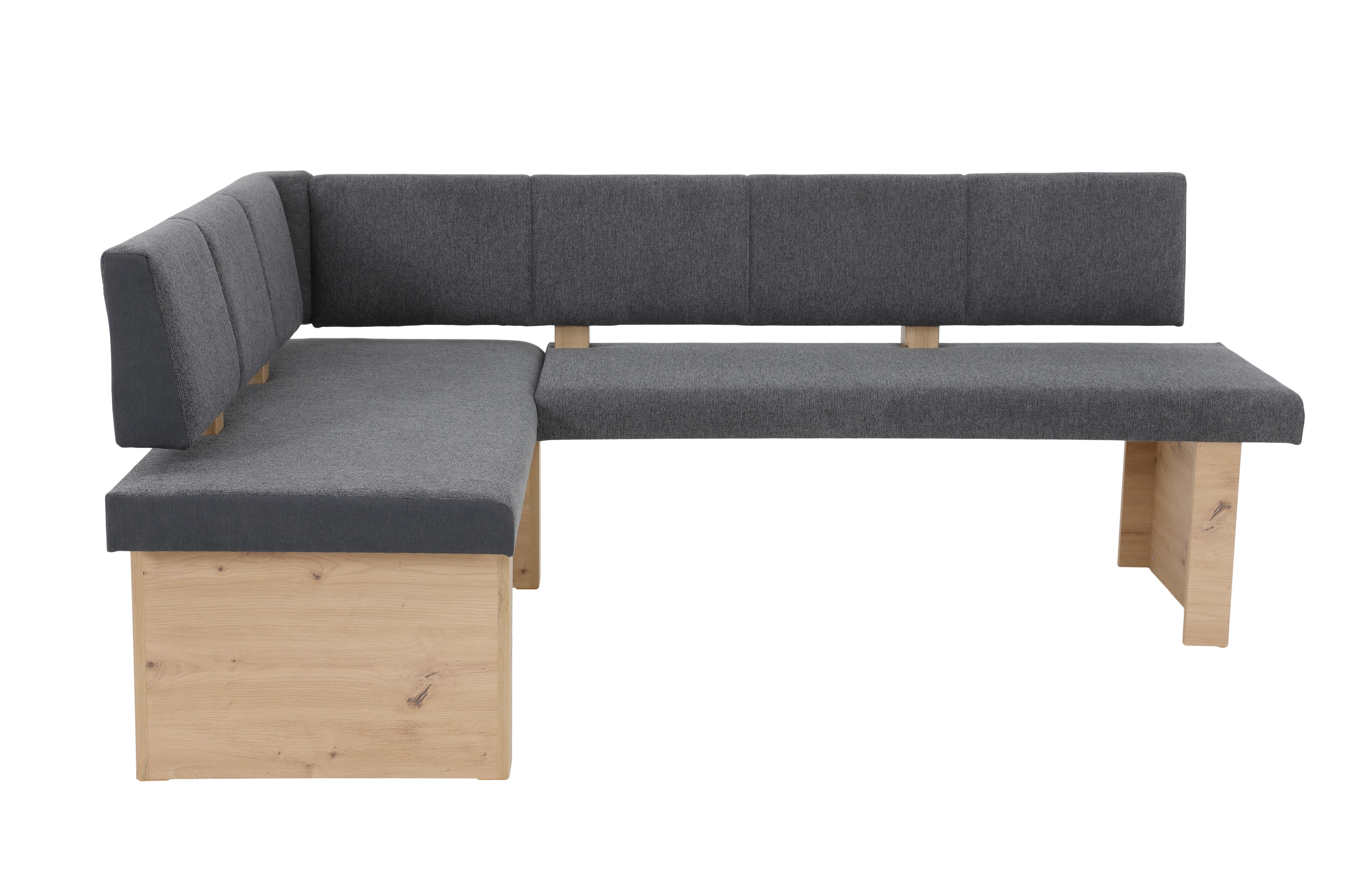 ECKBANK LINN EB - Anthrazit/Eiche Artisan, MODERN, Holzwerkstoff/Textil (140/200cm) - P & B