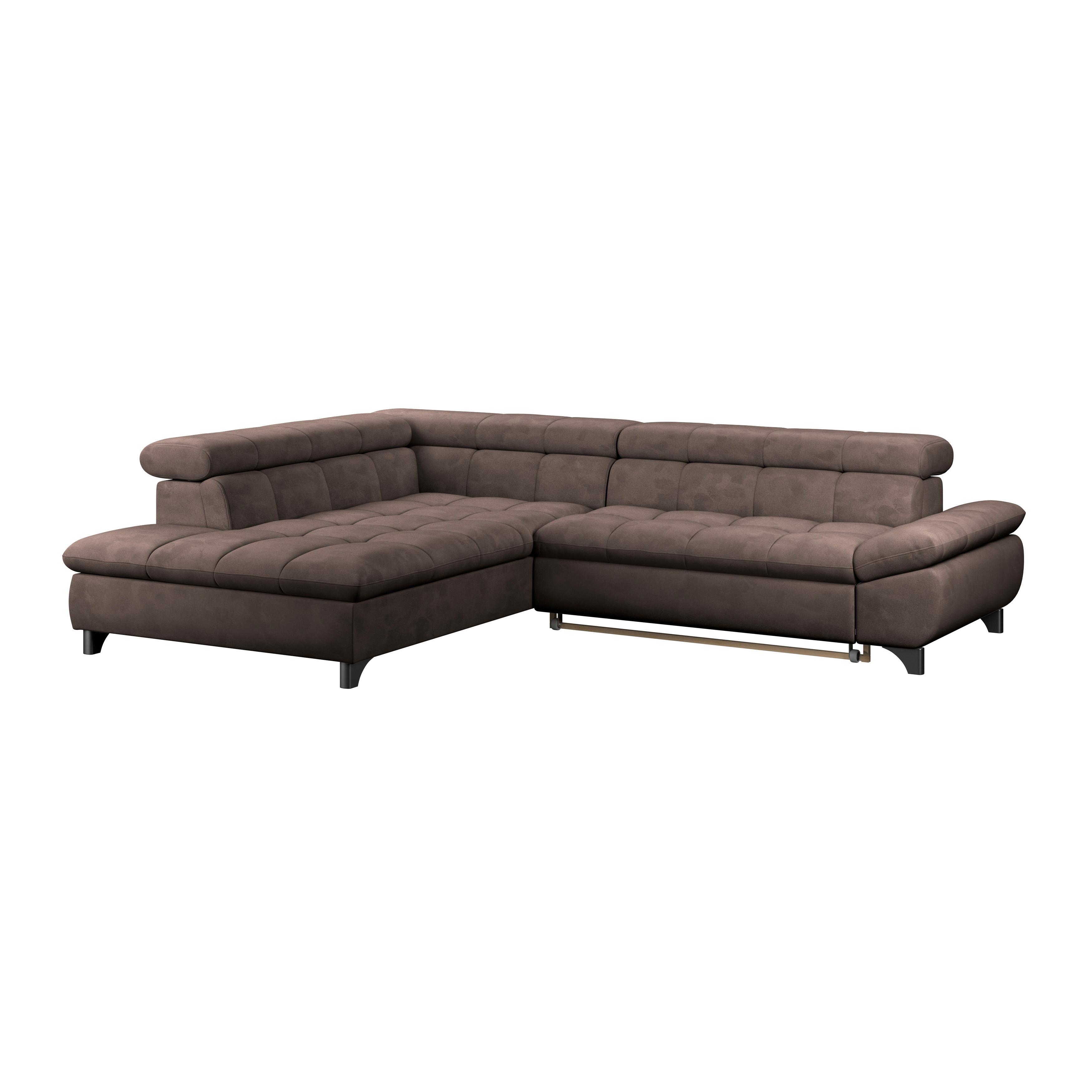 Ecksofa Gemini Dunkelbraun, B: 234cm - Chromfarben/Dunkelbraun, KONVENTIONELL, Textil (234/312cm)
