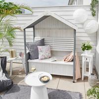 Zahradní lavice z masívu Giuliana bílá/šedá - šedá/bílá, Moderní, dřevo (135/170/75cm) - Bessagi Garden