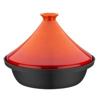 Schmortopf mit Deckel Orange/Schwarz - Schwarz/Orange, Basics, Keramik/Metall (30cm) - GSW