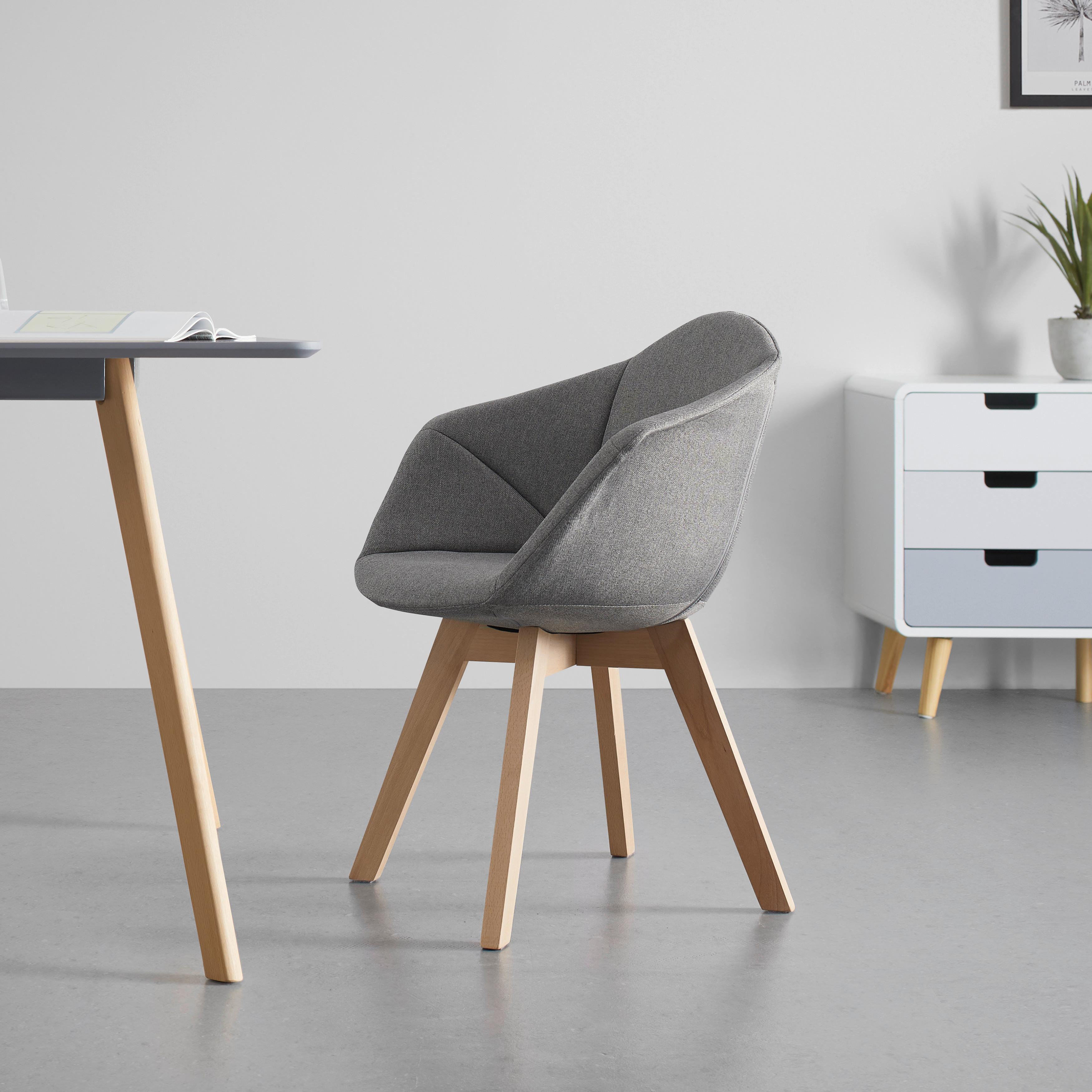 Jídelní Židle Alicia - šedá/barvy buku, Moderní, dřevo/textil (60/81/56,5cm) - Bessagi Home