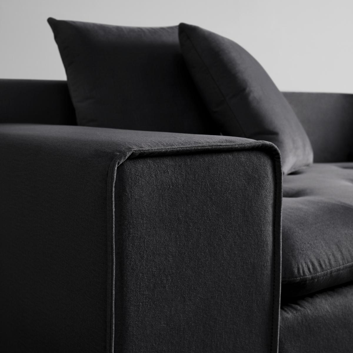 Sedací souprava AVA - tmavě šedá/přírodní barvy, Moderní, dřevo/textil (251/62/154cm) - Bessagi Home