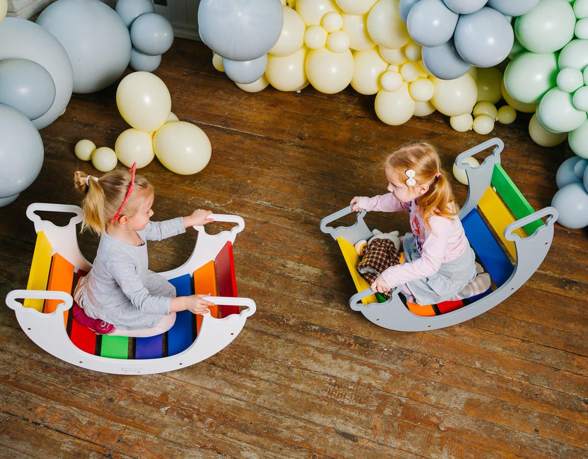 Wippe The Sway Rainbow - Multicolor/Grau, Basics, Holz (40/75/37cm)