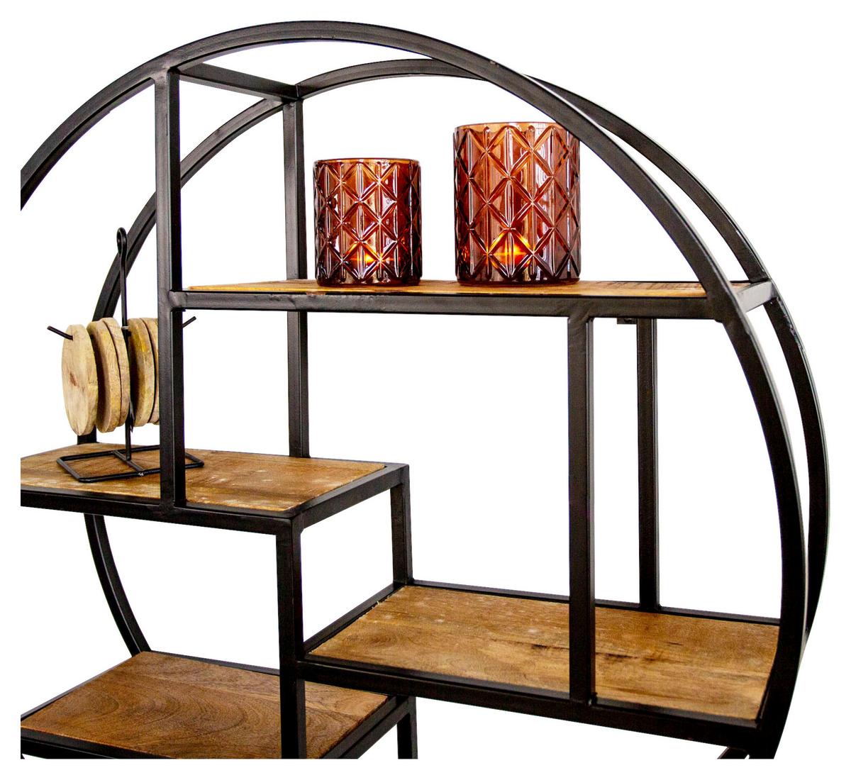 Wandregal Suno - Walnussfarben/Schwarz, KONVENTIONELL, Holz/Metall (76/76/20cm) - MID.YOU