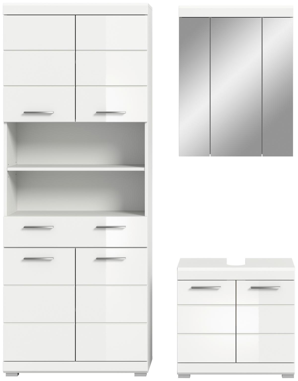 Badezimmer Scout Weiß B: 134 Cm - Weiß Hochglanz/Silberfarben, MODERN, Holzwerkstoff (134cm) - MID.YOU