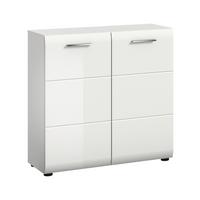 Sideboard Ice Weiß/weiß Hochglanz B: 80 Cm - Weiß Hochglanz/Schwarz, Design, Holzwerkstoff (80/81/34cm) - Livetastic
