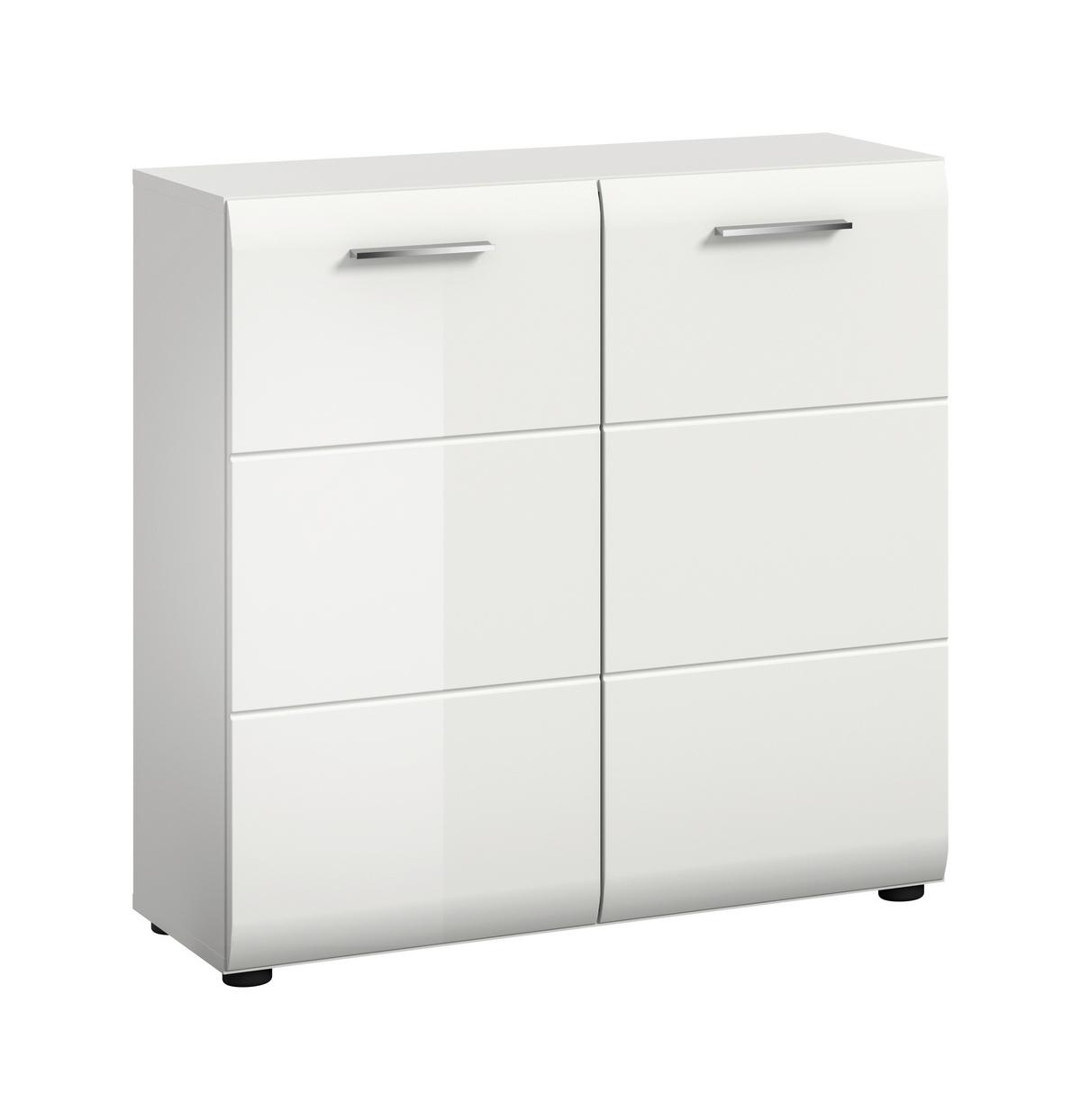 Sideboard Ice Weiß/weiß Hochglanz B: 80 Cm - Weiß Hochglanz/Schwarz, Design, Holzwerkstoff (80/81/34cm) - Livetastic