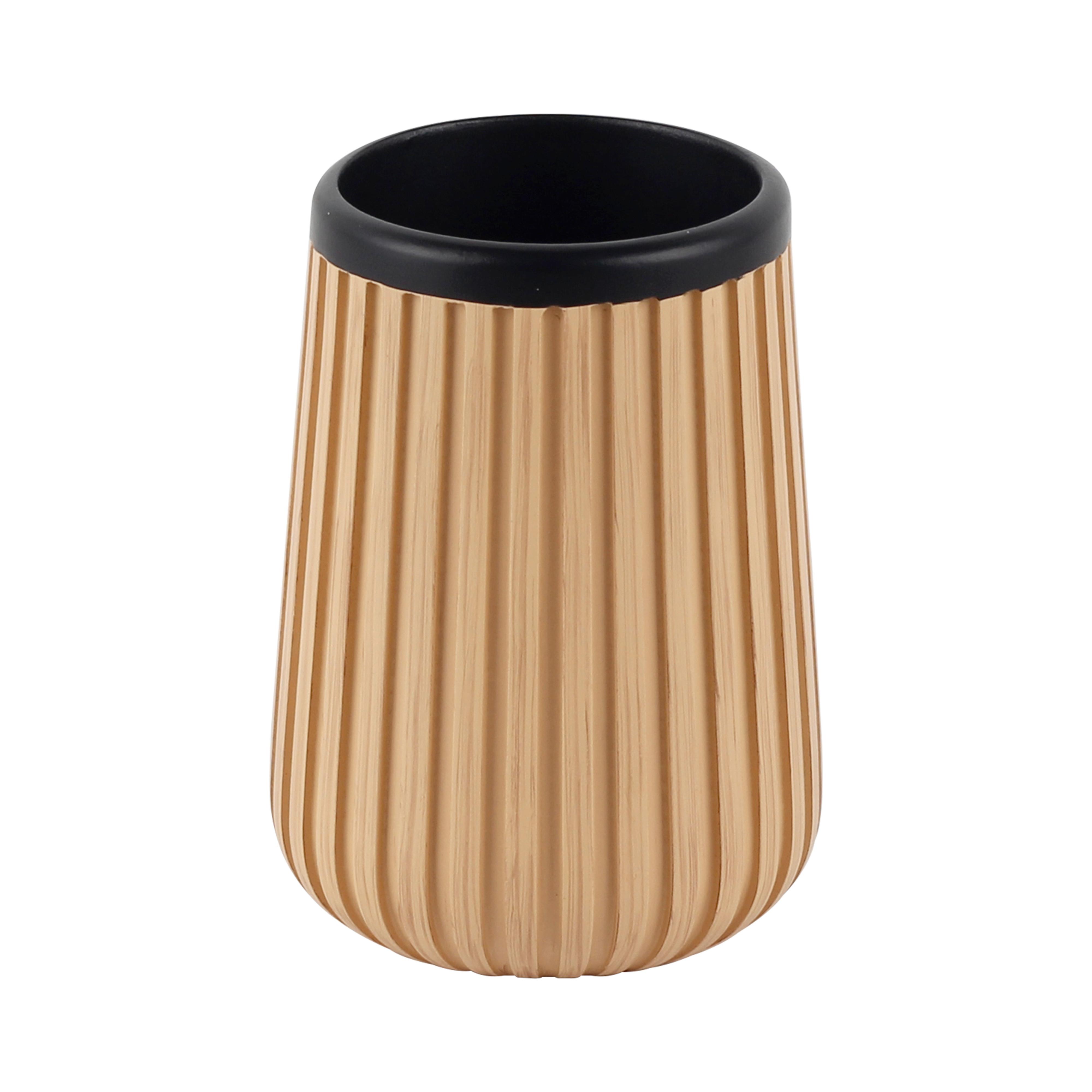 Pohár na zubné kefky LOFT - čierna/piesková, Modern, plast (7,5/10,5cm) - Mömax