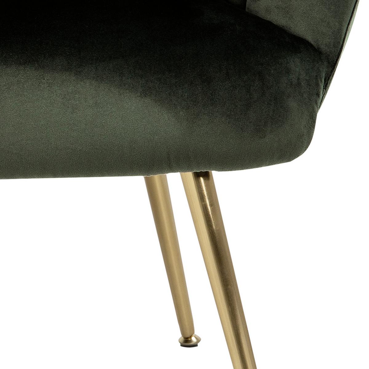 Esszimmerstuhl Daniella Dunkelgrün Gepolstert - Dunkelgrün/Goldfarben, Design, Textil/Metall (76/81/76cm) - Livetastic