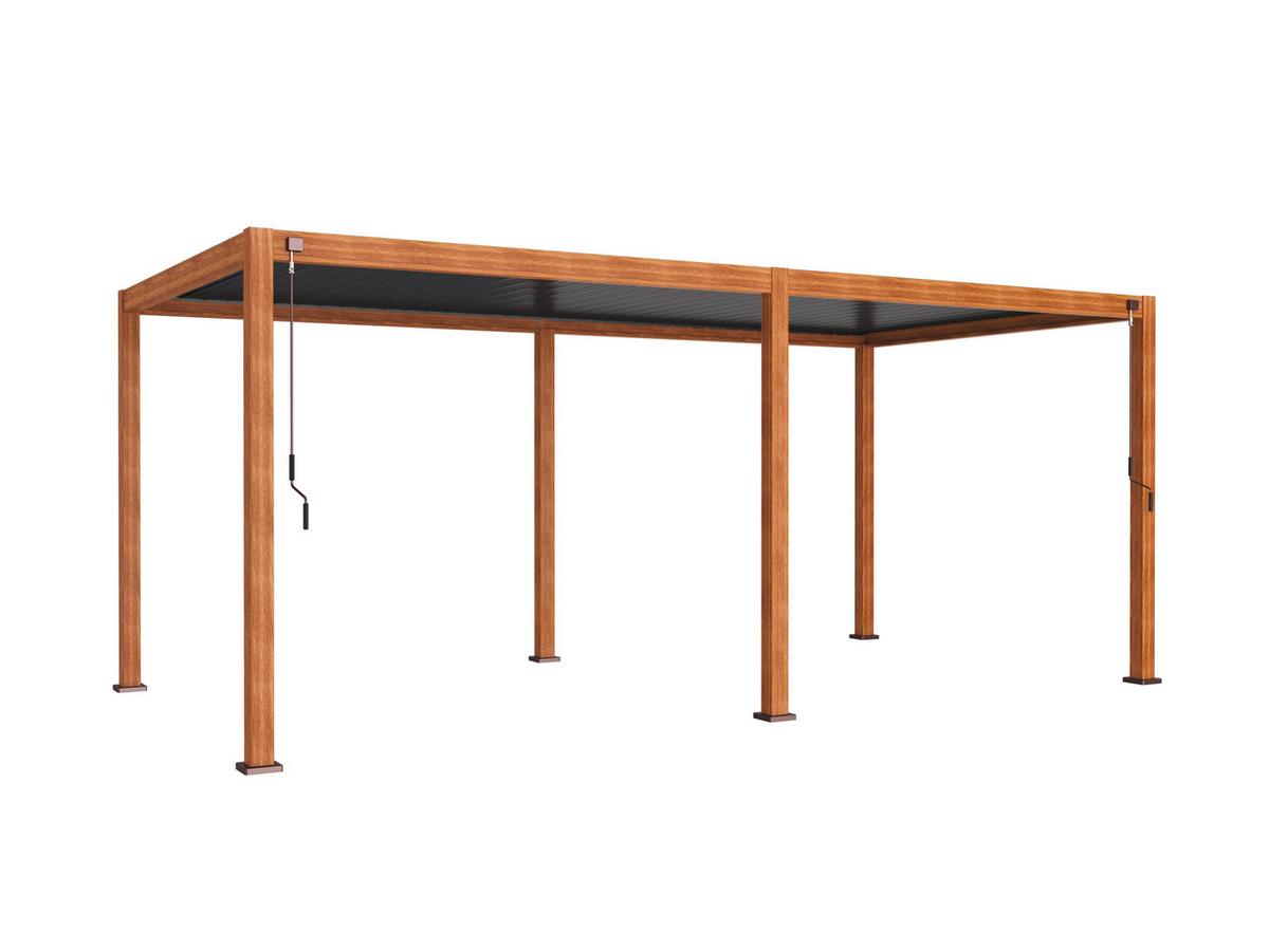 Pavillon Mirador 600x300 Cm Wetterfest, Gartenpavillon - Anthrazit/Braun, MODERN, Metall (600/250/300cm) - Gardenson