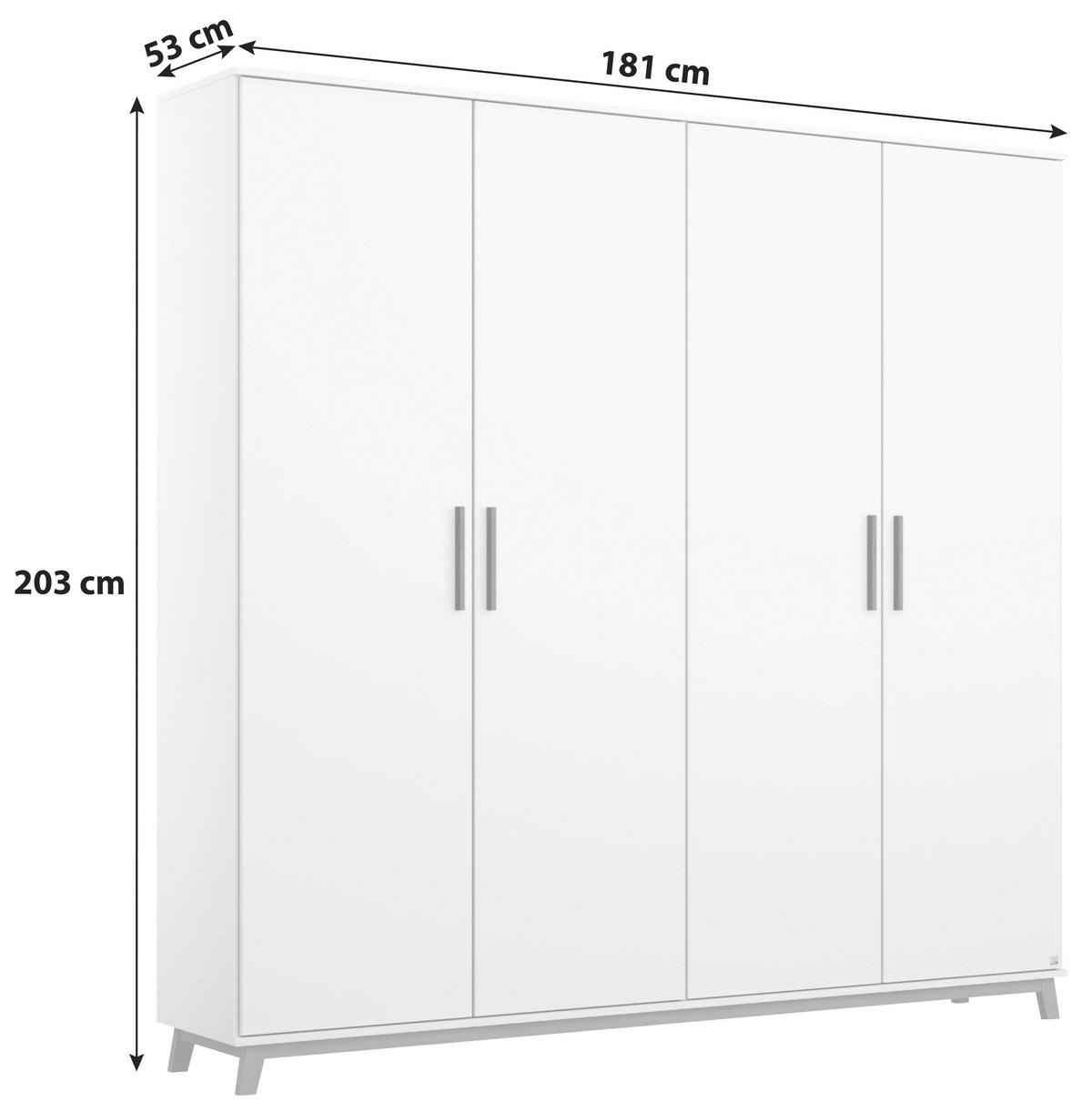 Drehtürenschrank 181 cm Carlsson Weiß - Weiß, Basics, Holzwerkstoff (181/203/53cm) - Rauch Möbel