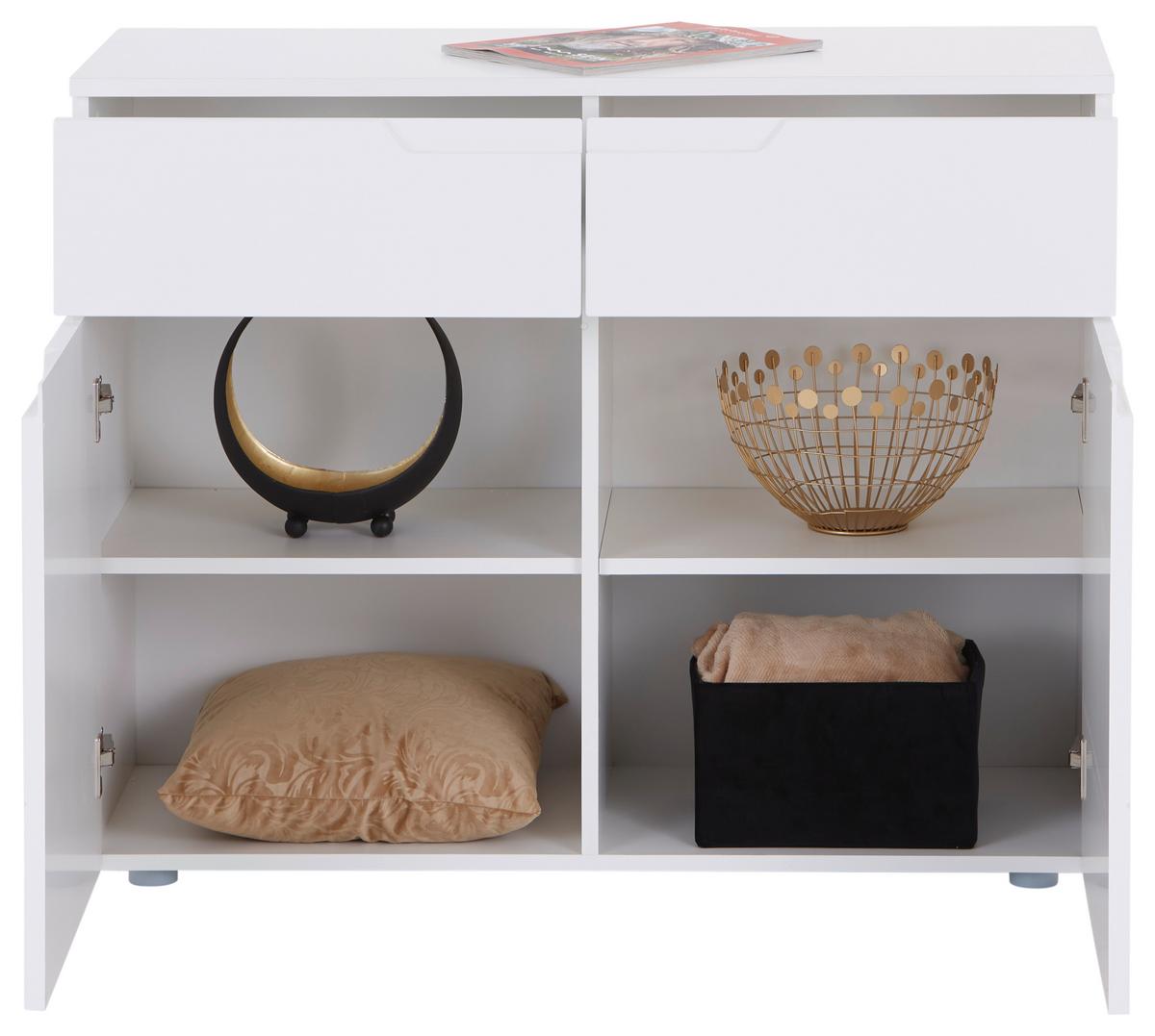 Kommode 100cm Hilton, Weiß Hilton - Weiß Hochglanz/Weiß, MODERN, Holzwerkstoff (100/81,4/40cm)