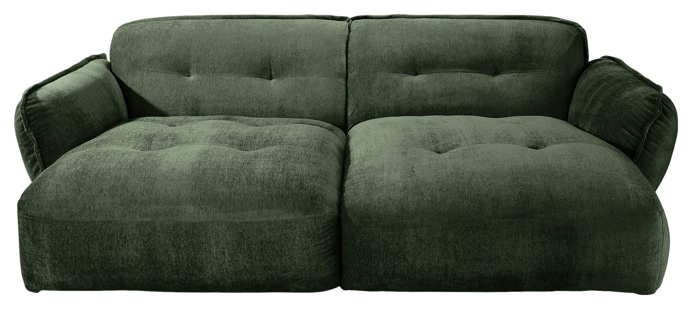 Bigsofa Fluffy, Dunkelgrün B: 285 Cm - Dunkelgrün/Schwarz, MODERN, Textil (285/87/184cm) - Trendmanufaktur