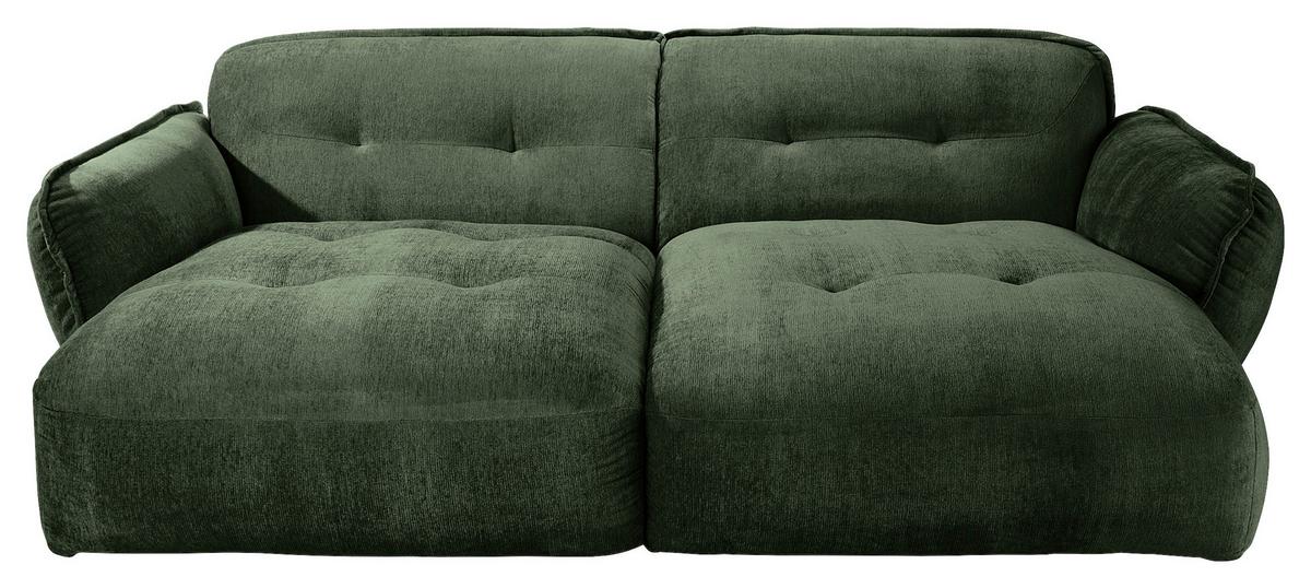 Bigsofa Fluffy, Dunkelgrün B: 285 Cm - Dunkelgrün/Schwarz, MODERN, Textil (285/87/184cm) - Trendmanufaktur