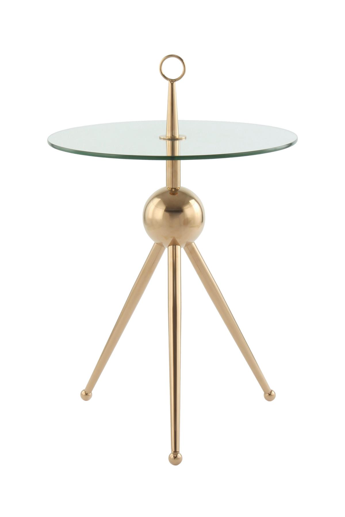 Beistelltisch Mit Glasplatte Rund Ontario, Klar/roségold - Goldfarben, MODERN, Glas/Metall (46/46/52cm) - Kayoom