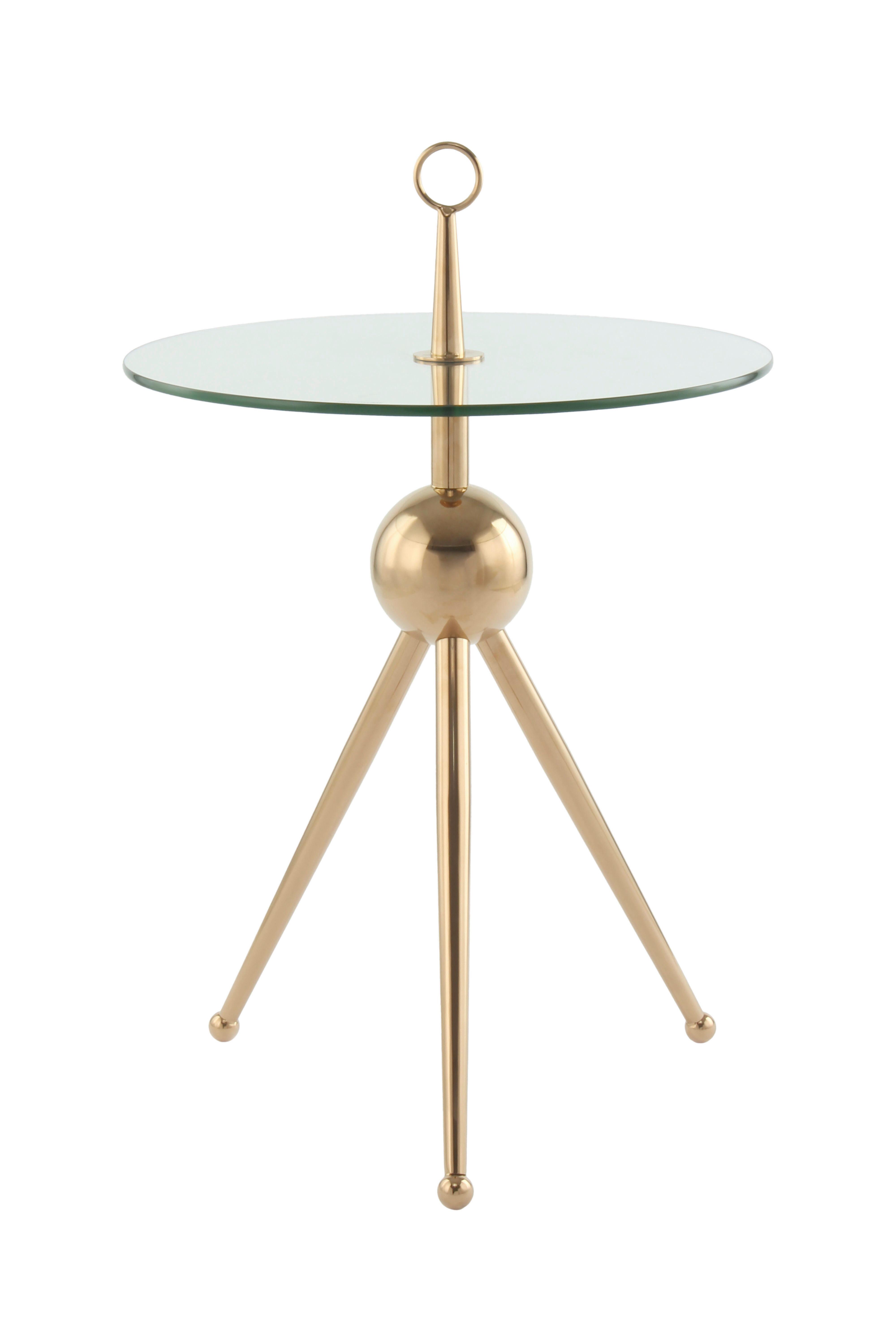 Beistelltisch Mit Glasplatte Rund Ontario, Klar/roségold