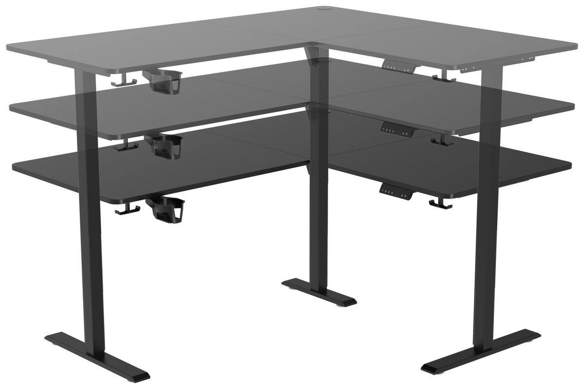 Eckschreibtisch Nimi Schwarz L: 160cm - Schwarz, MODERN, Holzwerkstoff/Kunststoff (160/140/72-117cm) - Livetastic