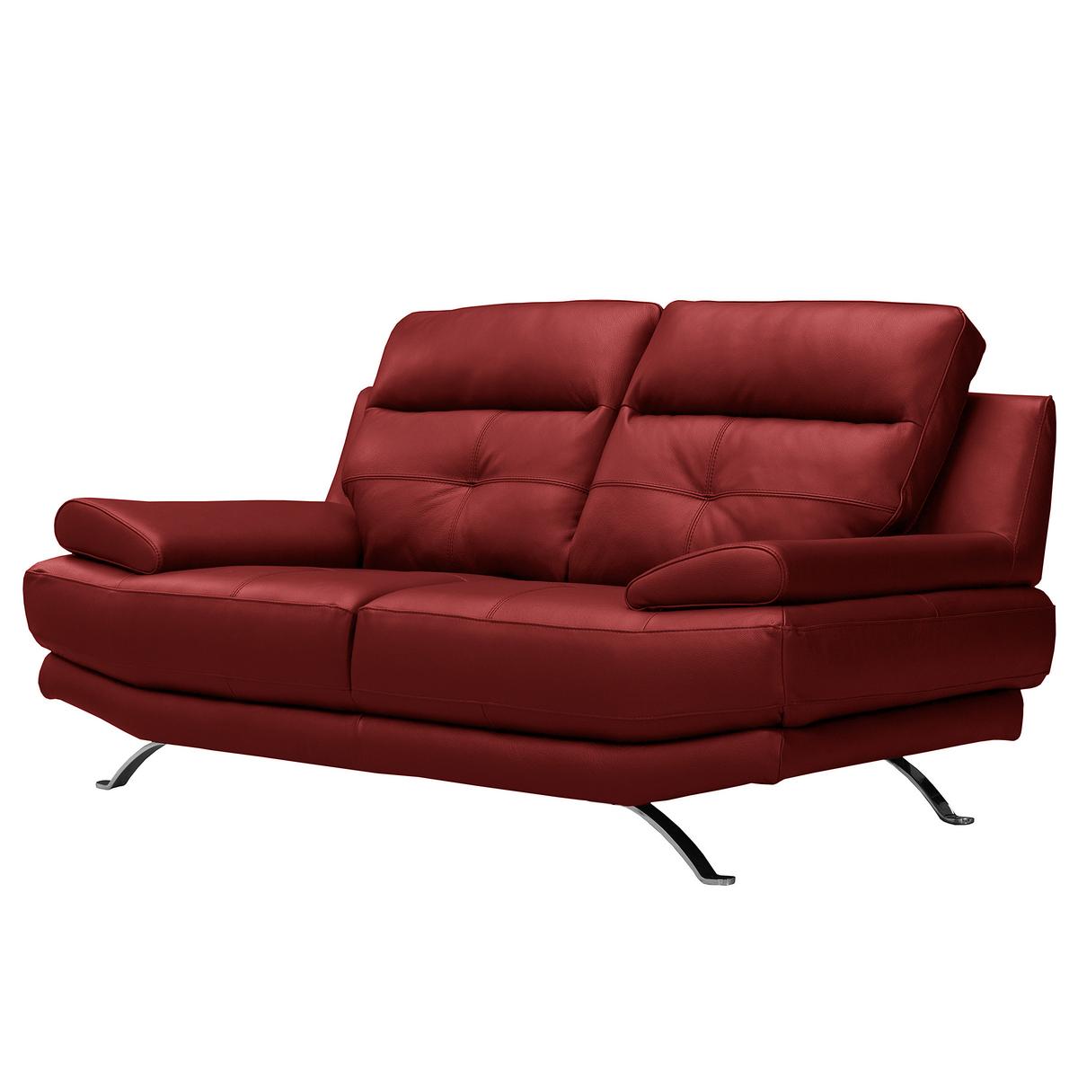 2-sitzer-sofa Derby Echtleder Rot B: 185 Cm - Chromfarben/Rot, Design, Leder (185/92/99cm) - Livetastic