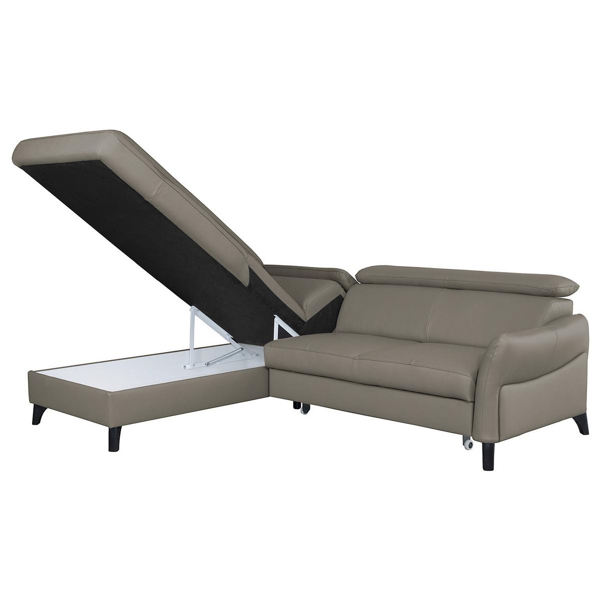 Ecksofa Note New Teilleder Schlammfarben 199x244 - Schlammfarben/Schwarz, Design, Leder/Textil (199/244cm) - Livetastic