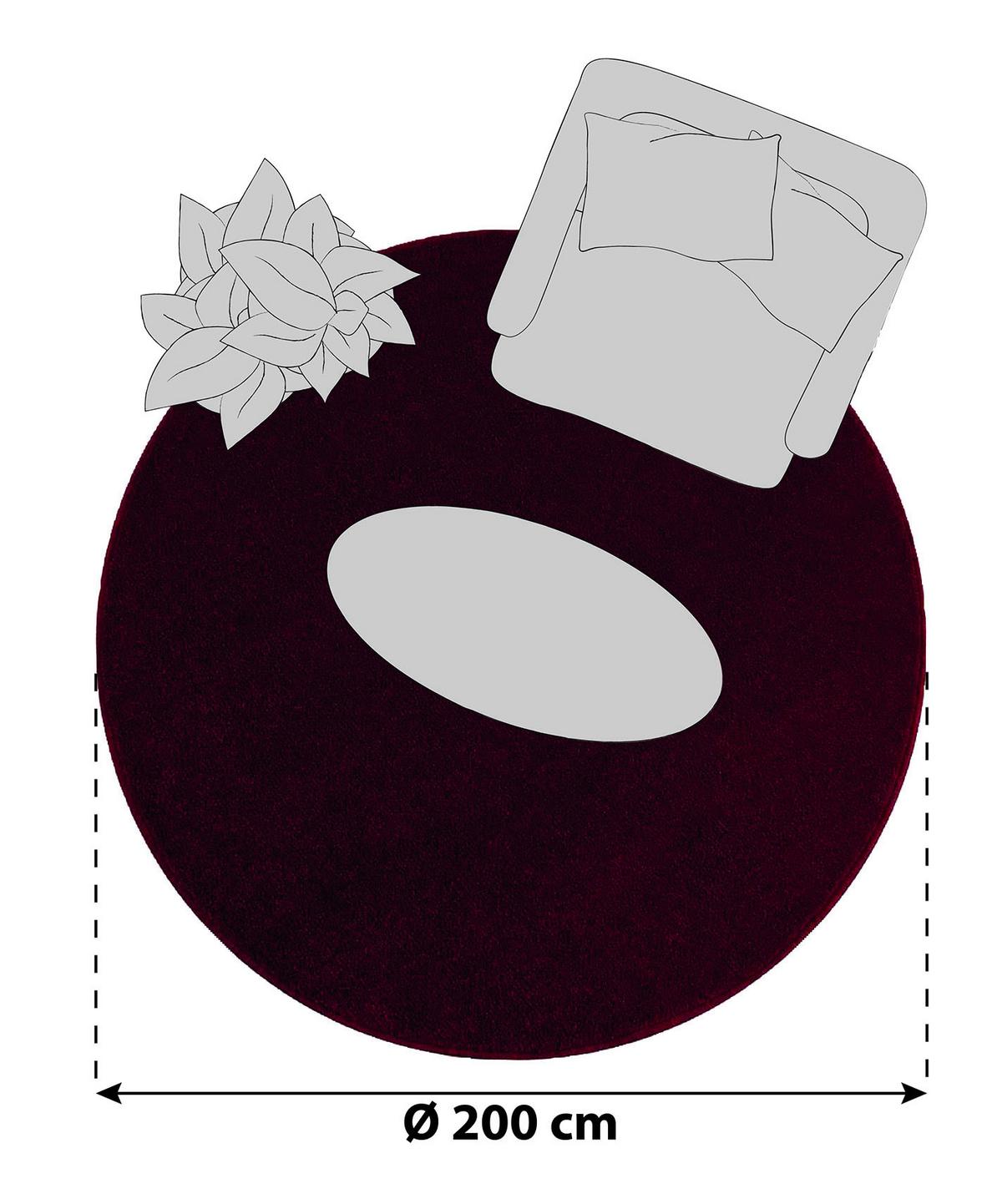 Hochflor Teppich Rot Ata Rund Ø 200 cm - Rot, Design, Textil (200cm) - Novel