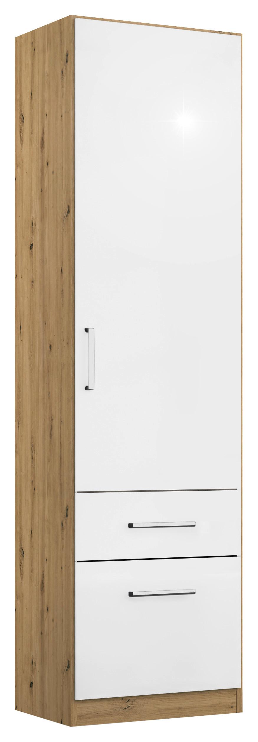 Drehtürenschrank 47 cm Berlin Eiche Dekor/Weiß - Weiß Hochglanz/Eiche Artisan, MODERN, Holzwerkstoff (47/210/54cm) - Rauch Möbel