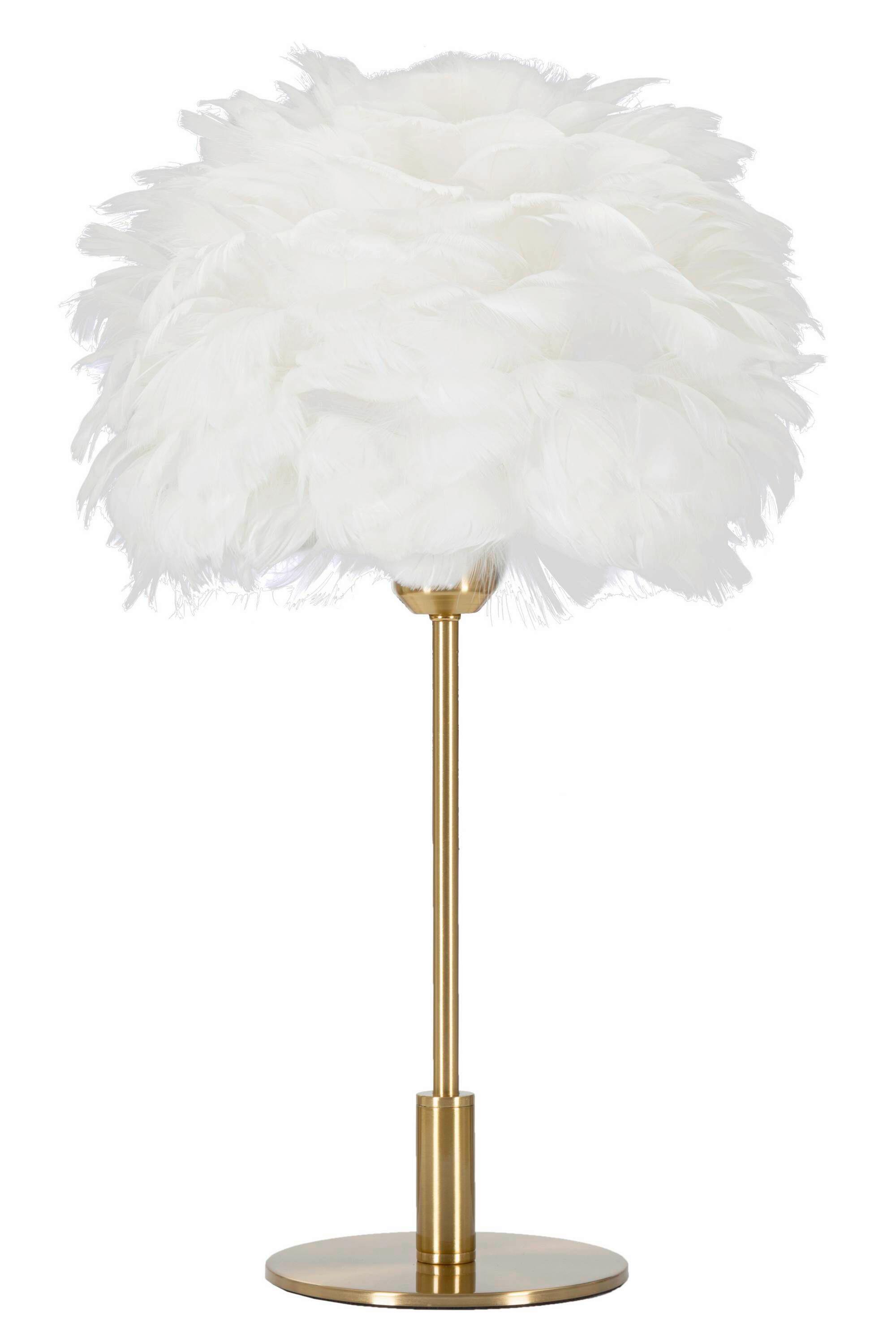 Tischleuchte Ball Feather Weiß, Goldfarben B: 30 cm - Goldfarben/Weiß, Basics, Kunststoff/Metall (30/50/30cm)