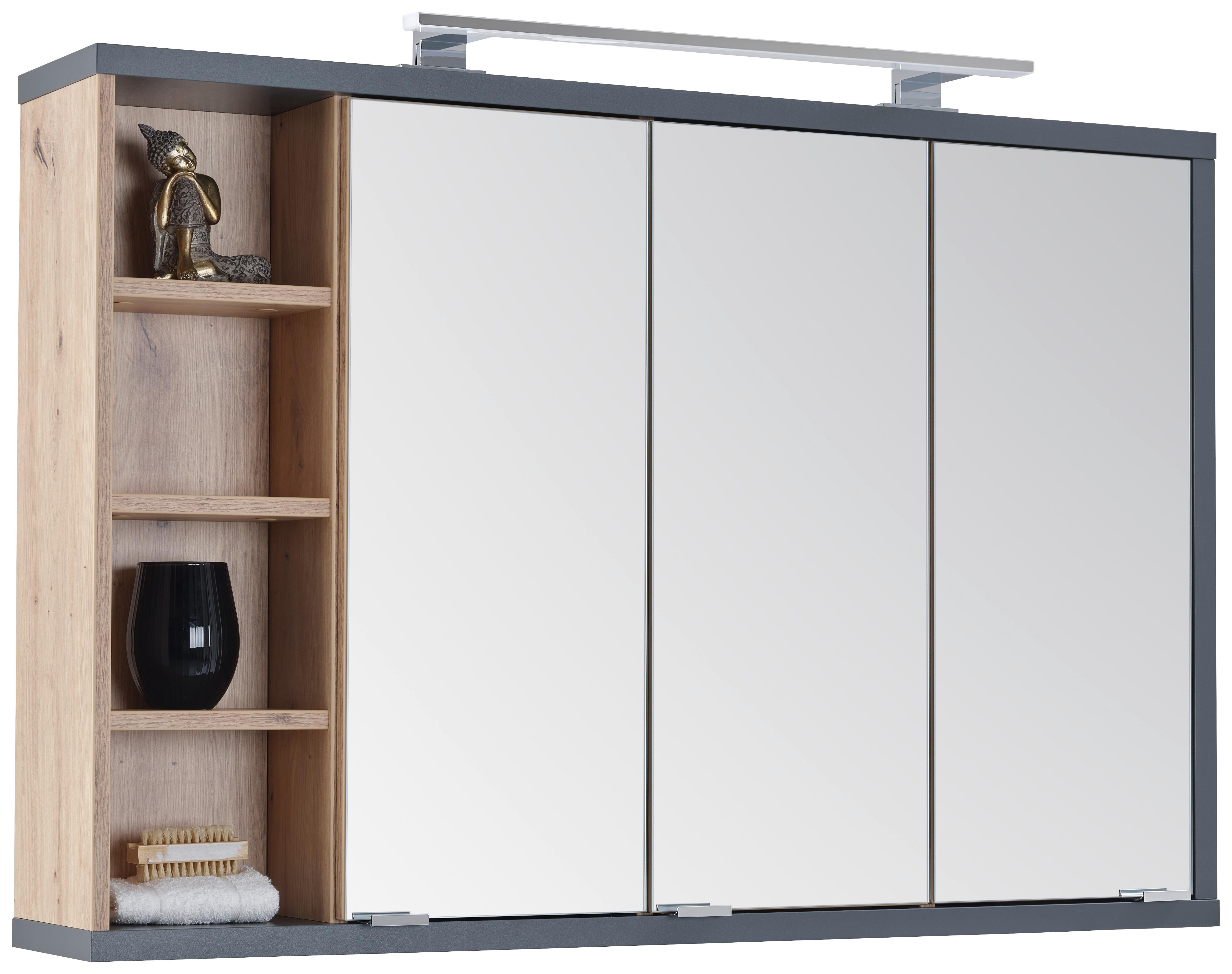 Tükrös Szekrény Camillo Sps - Artisan tölgy/antracit, Modern, faalapú anyag/üveg (110/74/20cm)