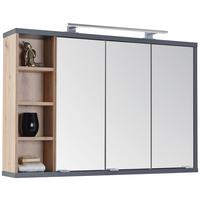 Spiegelschrank Camillo 3-türig BHT: 110x74x20 cm - Anthrazit/Eiche Artisan, MODERN, Glas/Holzwerkstoff (110/74/20cm)
