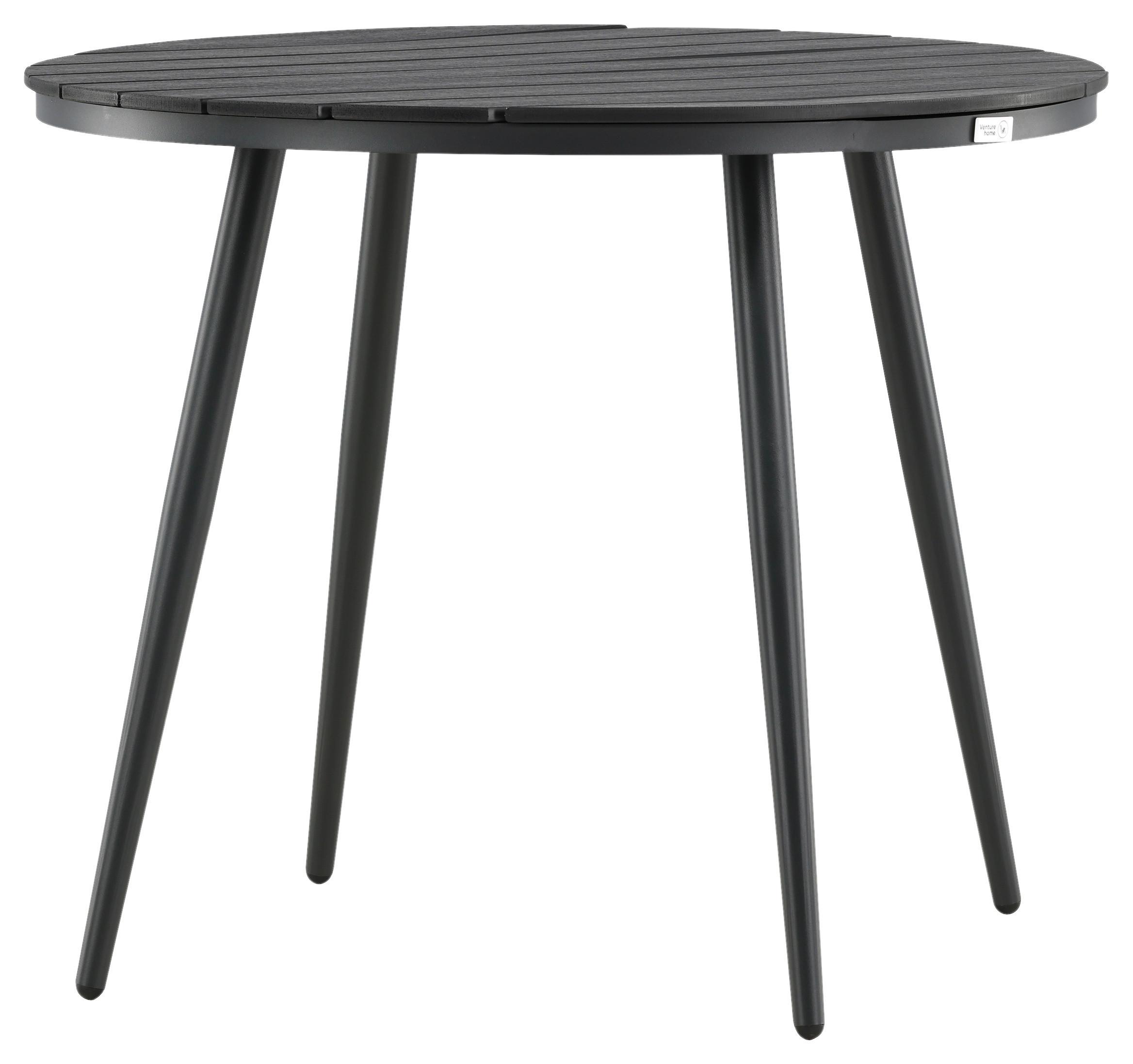 Gartentisch Break Aluminium D: 90cm - Schwarz, KONVENTIONELL, Kunststoff/Metall (90/74cm) - Gardenson