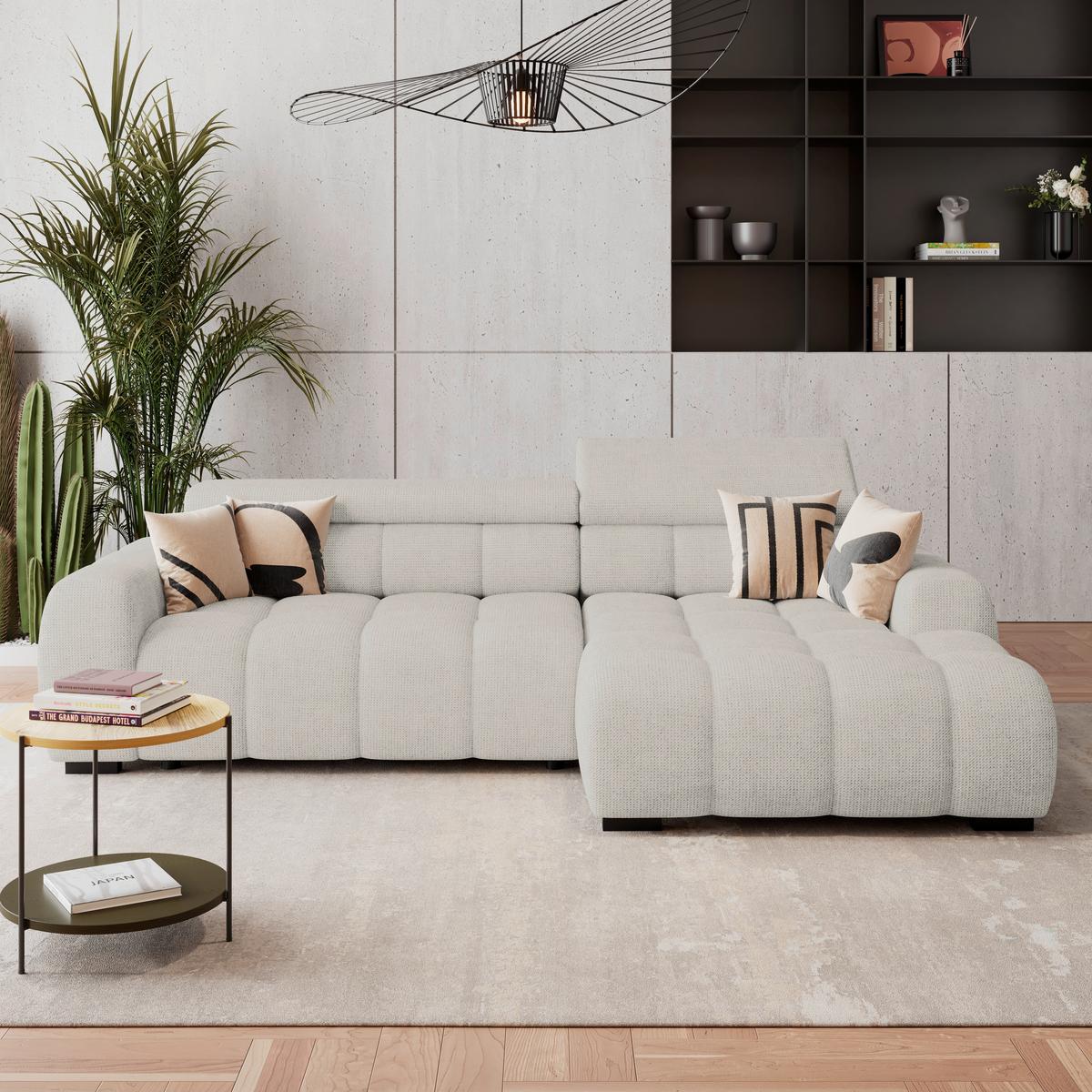 Ecksofa Fargo S Beige, B: 285 Cm - Sandfarben/Beige, Trend, Textil (285/168cm)