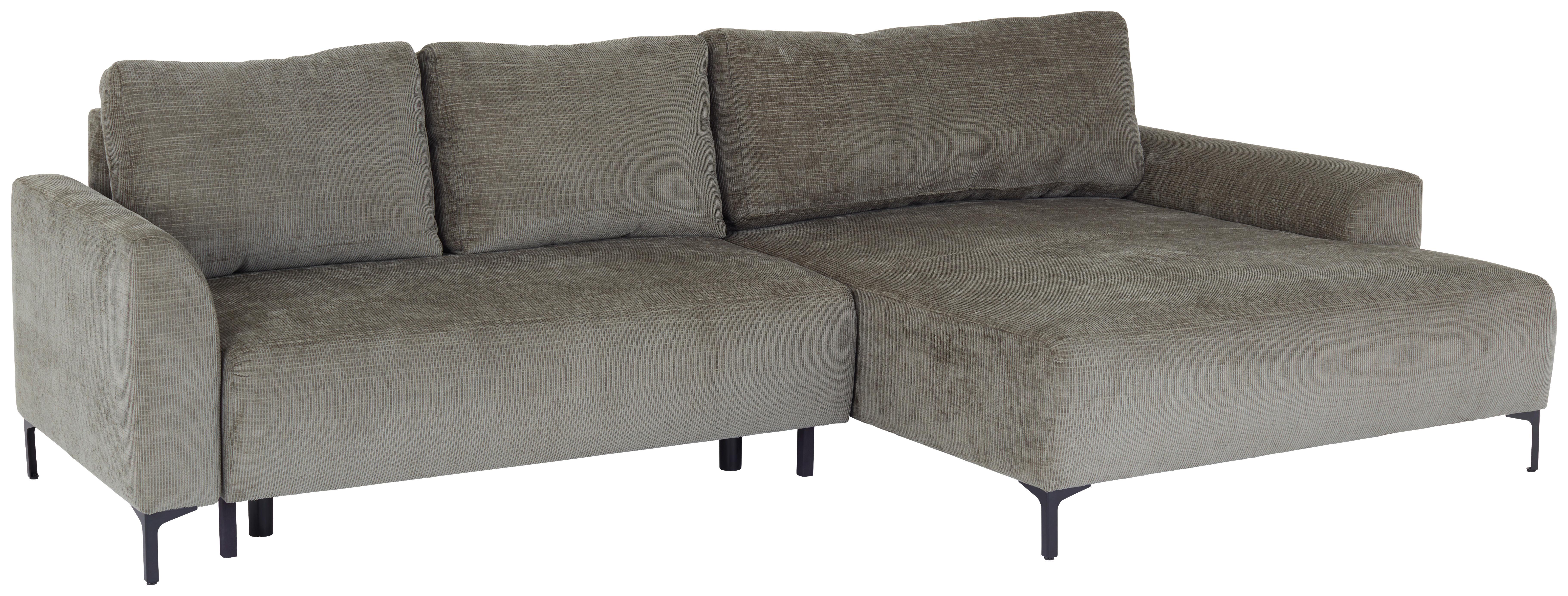 Ecksofa Mit Schlaffunktion Integra Grün Chenille - Schwarz/Grün, MODERN, Holz/Textil (294/170cm)