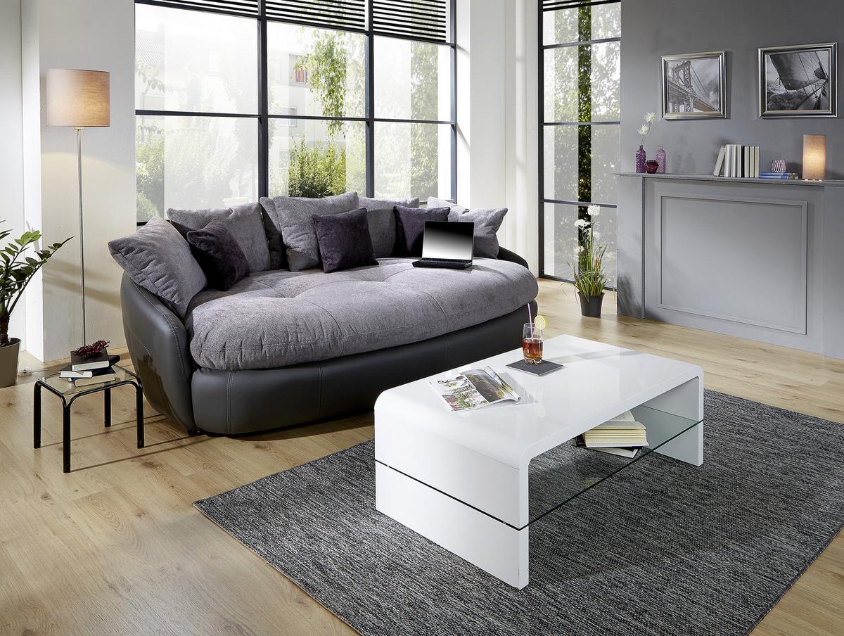 Big Sofa Aruba mit Kissen B: 238 cm Grau/Schwarz Lederlook - Schwarz/Grau, LIFESTYLE, Textil (238/80/140cm) - Luca Bessoni