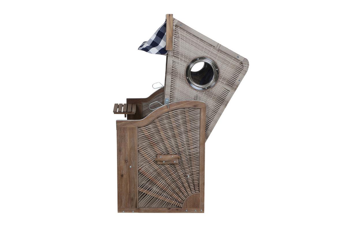 Strandkorb Ostsee L88712 2-Sitzer, Blau, Weiß - Blau/Weiß, KONVENTIONELL, Holz/Kunststoff (130/80/165cm) - Siena Garden